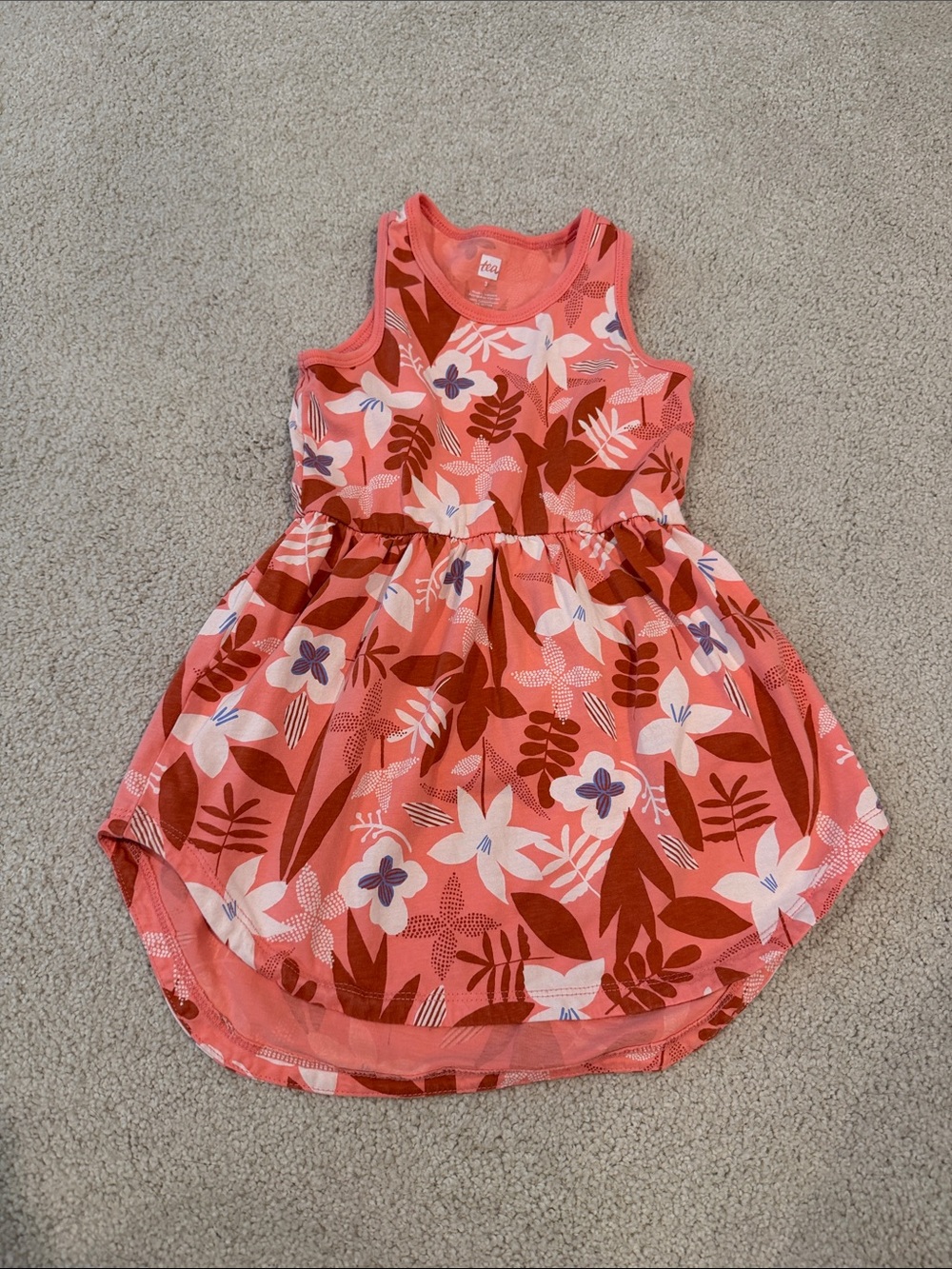 Coral Floral Tank Dress for Girls - Lightweight Summer Dress